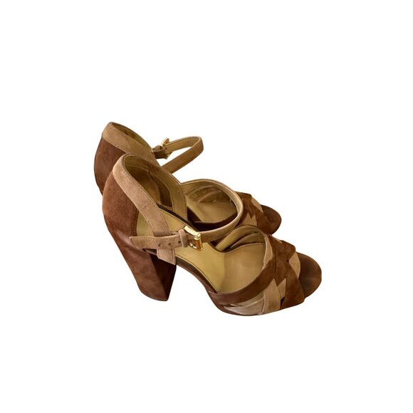 Michael Kors 7M Becky Women's Platform Block High Two Tone Sandals - Picture 6 of 14